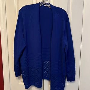 Long royal  blue lightweight sweater with cutout designs